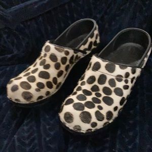 Dansko Spotted Calf Hair Clogs